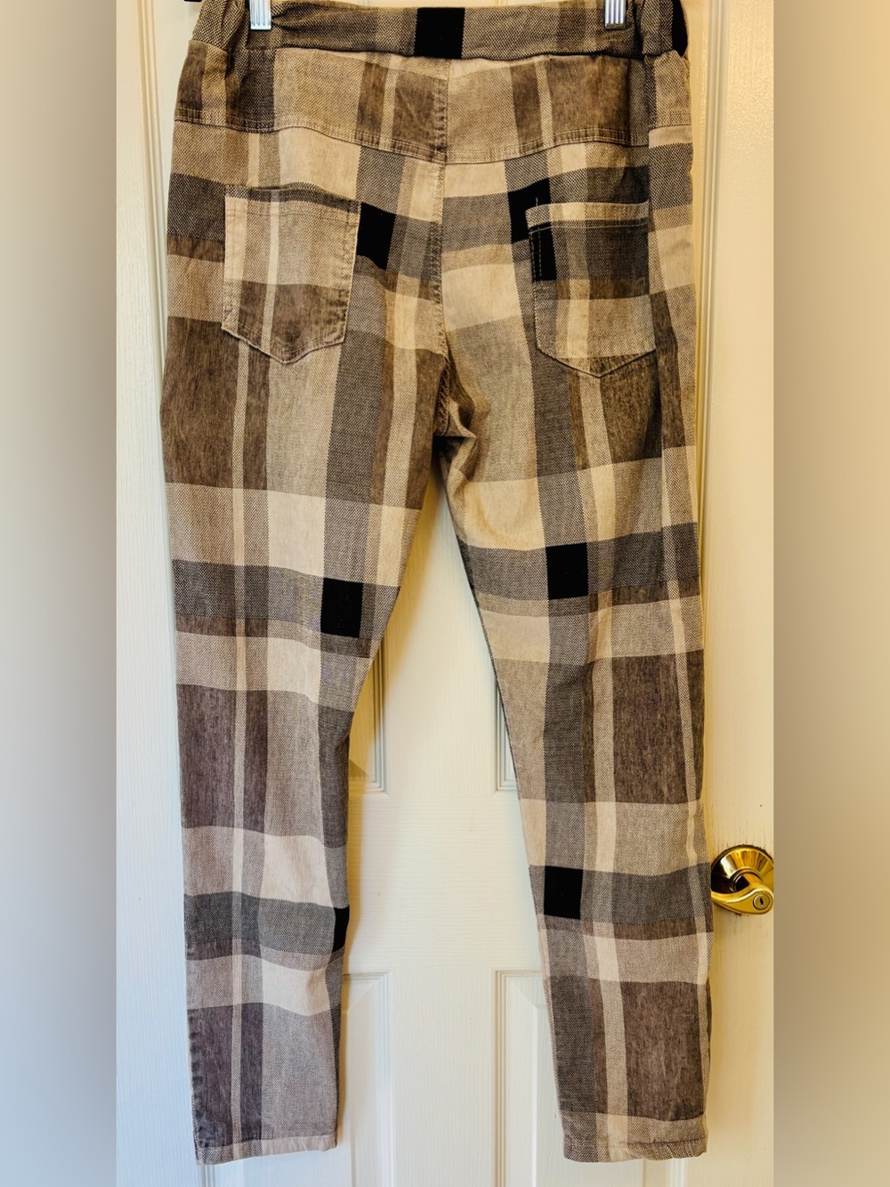 Made in Italy Plaid Drawstring Elastic Waist Pants ~ Women’s Large ~ Comfy - Picture 2 of 4